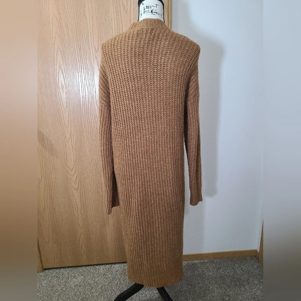 Press Rust Long Open Front Chunky Knit Cardigan Sweater - Picture 2 of 3